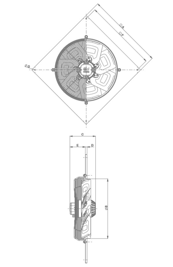 размеры вентиляторов серии Vorticel A-E