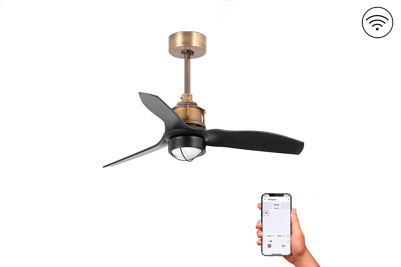 Люстра-вентилятор Mini Just Fan Led Old Gold Black DC Smart (33429WP-10FAR)