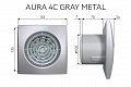 Вытяжной осевой вентилятор Aura 4C gray metal (133886)