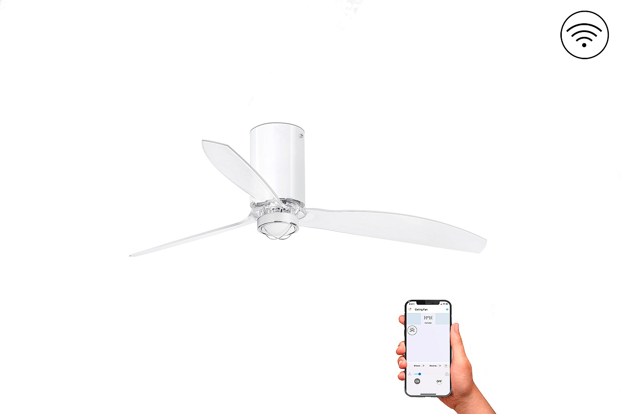 Люстра-вентилятор Mini Tube Fan Led White Shiny Trans DC Smart (32038WP-9FAR)