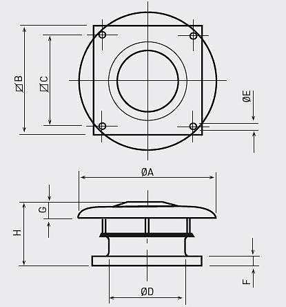 Крышный осевой вентилятор HCTB/4-560-B с вытяжной конфигурацией