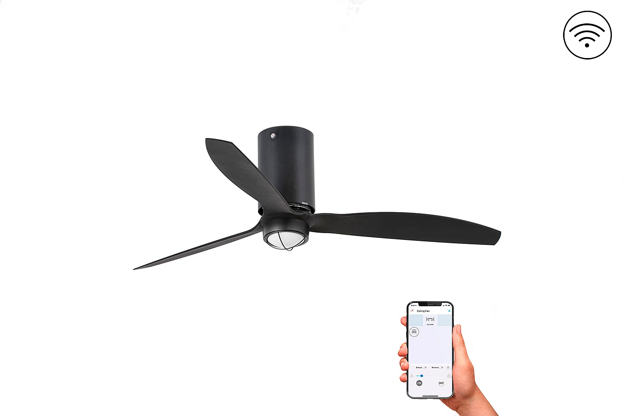 Люстра-вентилятор Mini Tube Fan Led Black Matt DC Smart (32043WP-10FAR)