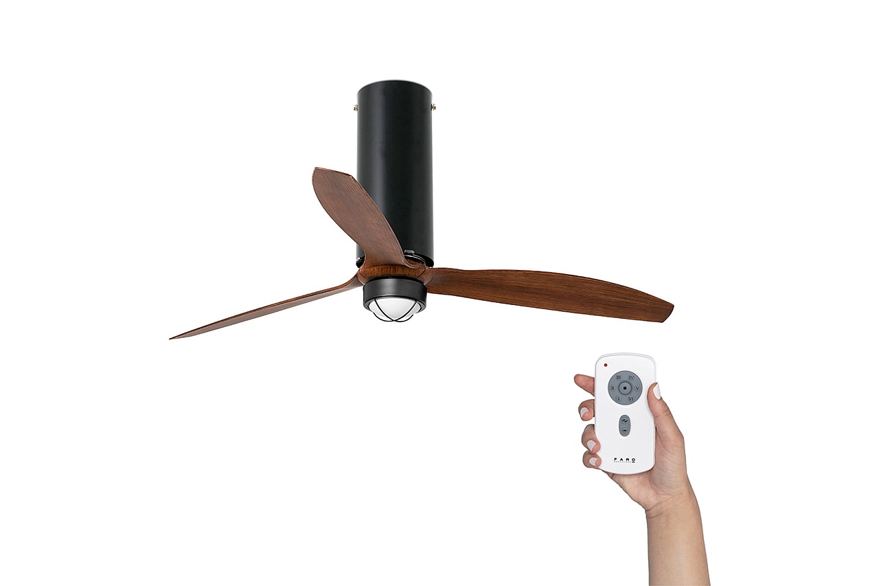 Люстра-вентилятор Tube Fan Led Black Matt Wood DC (32037-10FAR)