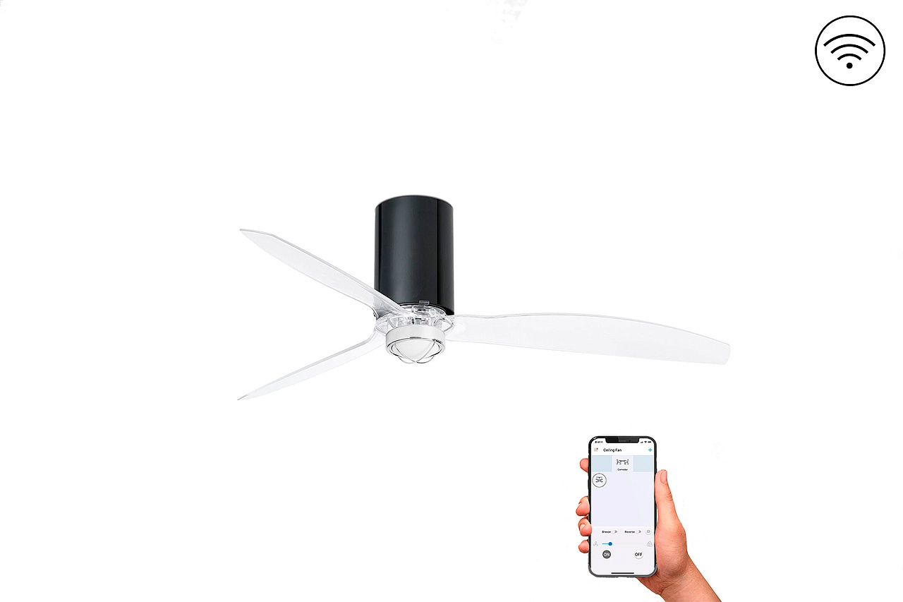 Люстра-вентилятор Mini Tube Fan Led Black Shiny Trans DC Smart (32040WP-10FAR)