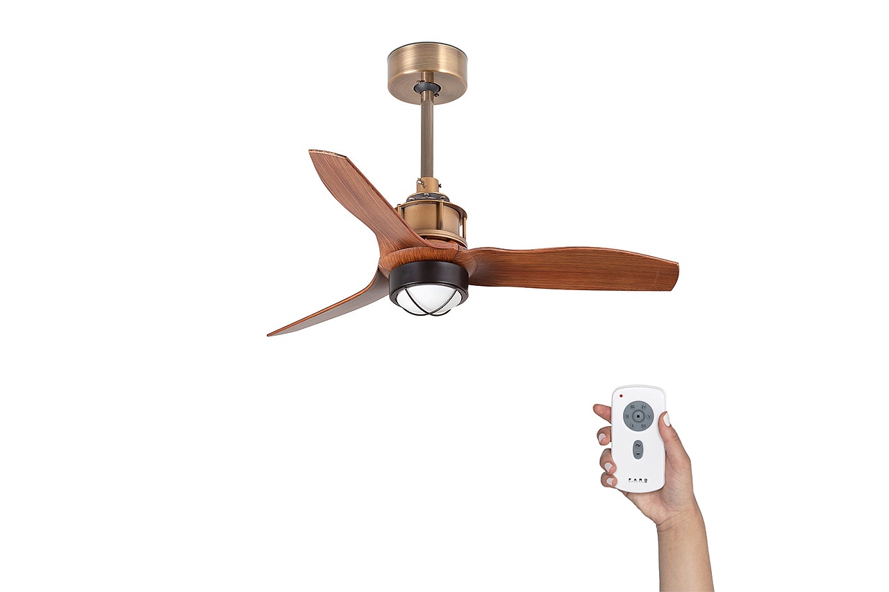 Люстра-вентилятор Mini Just Fan Led Old Gold Wood DC (33428-10FAR)