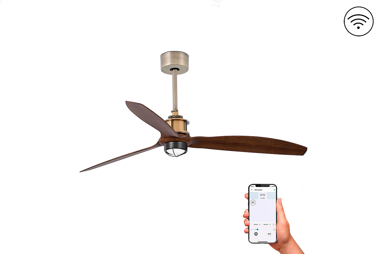 Люстра-вентилятор Just Fan Led Old Gold Wood DC Smart (33398WP-10FAR)