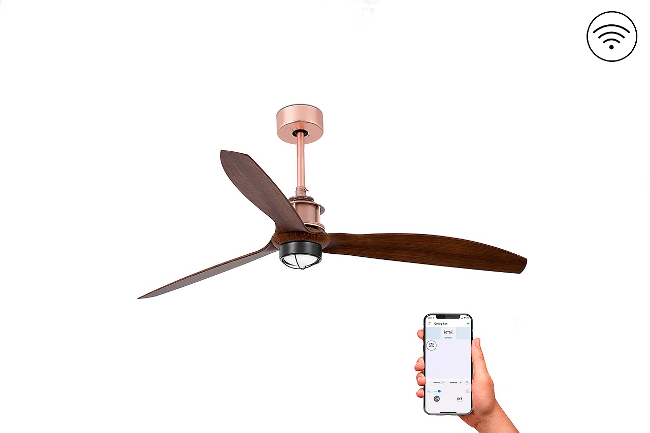 Люстра-вентилятор Just Fan Led Copper Wood DC Smart (33399WP-10FAR)