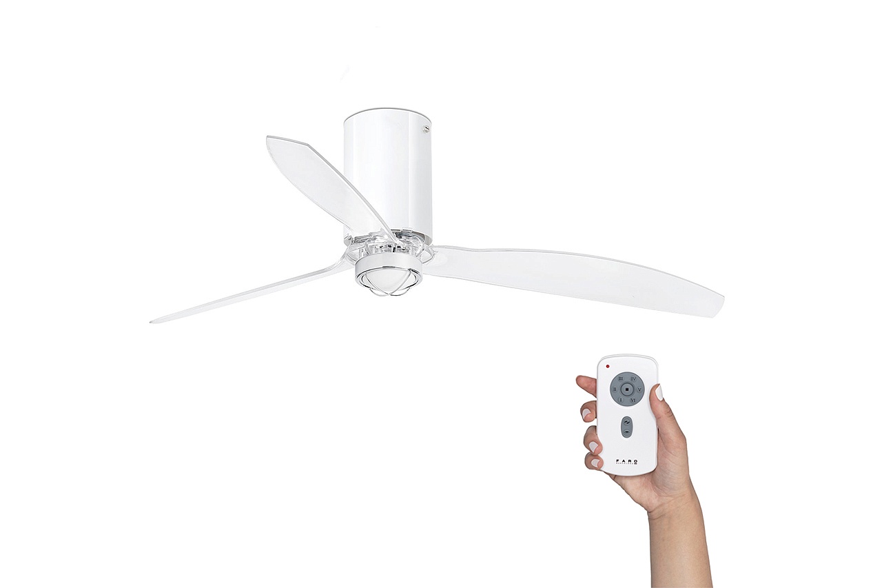 Люстра-вентилятор Mini Tube Fan Led White Shiny Trans DC (32038-9FAR)