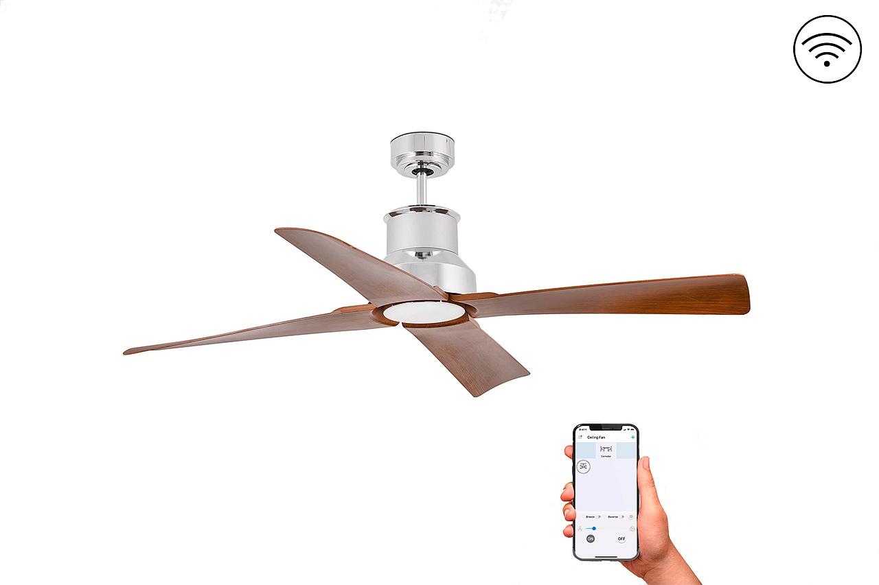 Люстра-вентилятор Winche Led Chrome Wood DC Smart (33482WP-8FAR)