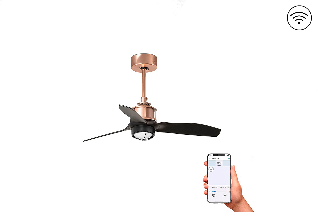 Люстра-вентилятор Mini Just Fan Led Copper Wood DC Smart (33427WP-10FAR)