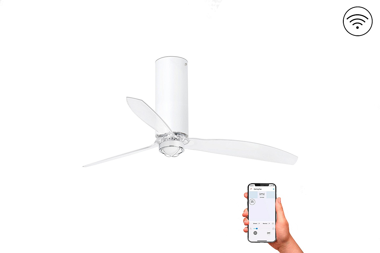 Люстра-вентилятор Tube Fan Led White Shiny Trans DC Smart (32033WP-9FAR)