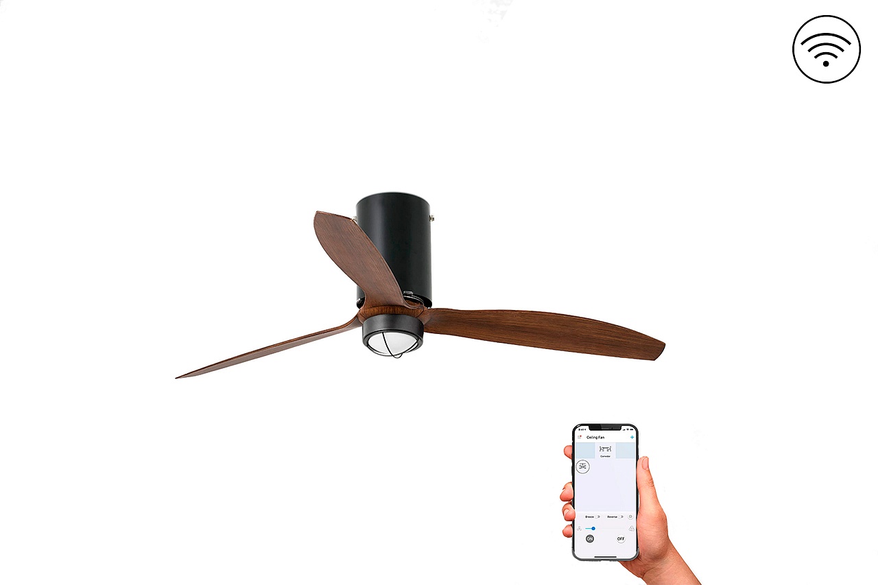 Люстра-вентилятор Mini Tube Fan Led Black Matt Wood DC Smart (32042WP-10FAR)