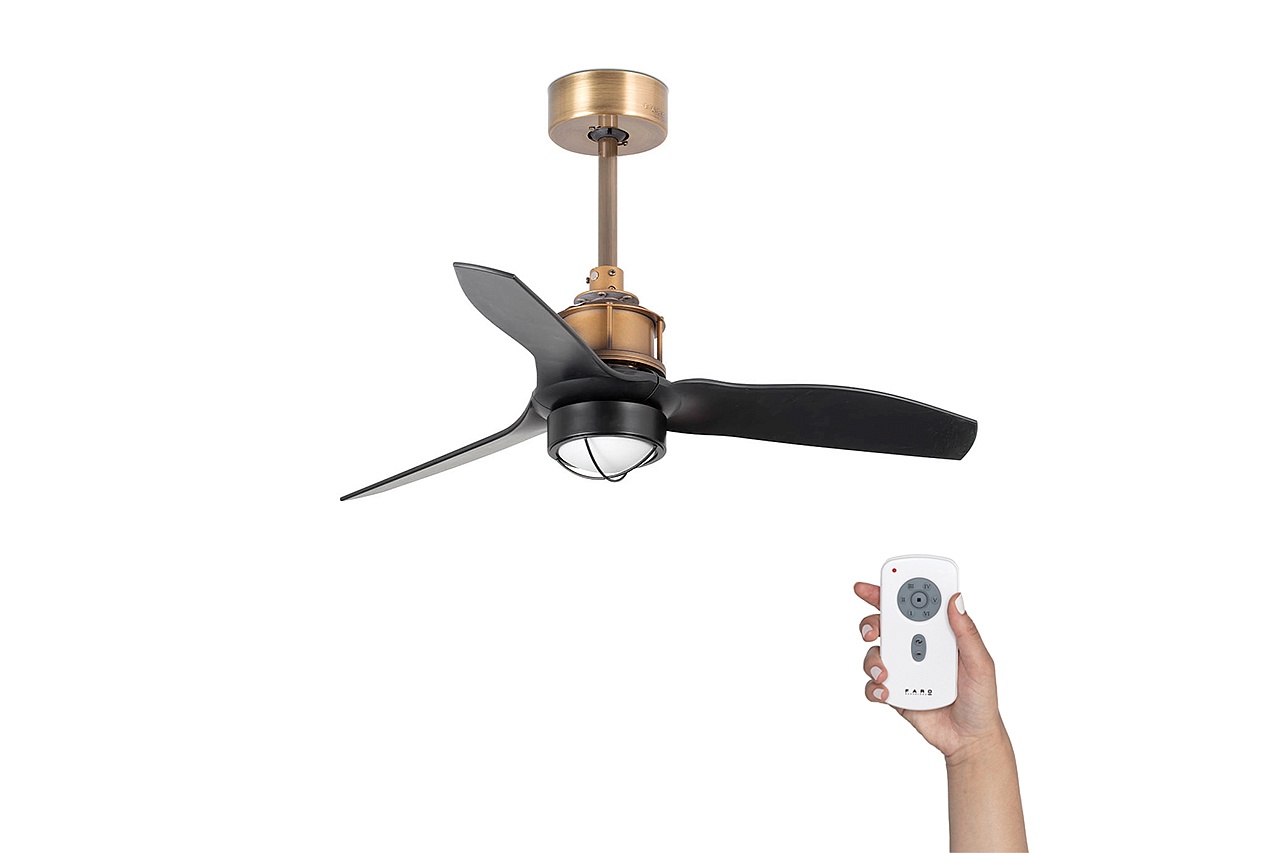 Люстра-вентилятор Mini Just Fan Led Old Gold Black DC (33429-10FAR)