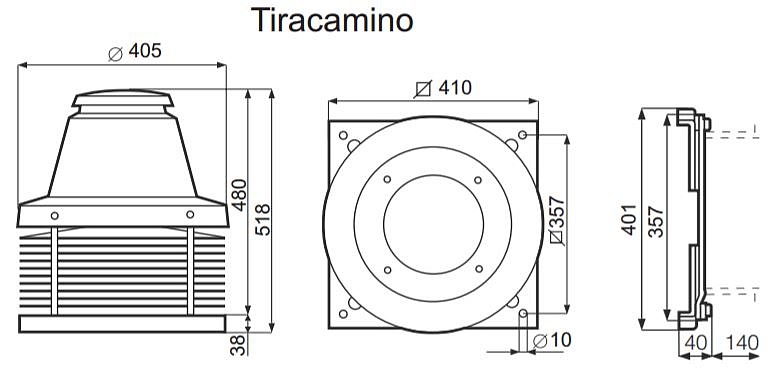 Каминный вентилятор (дымосос для камина) Tiracamino (15000VRT)