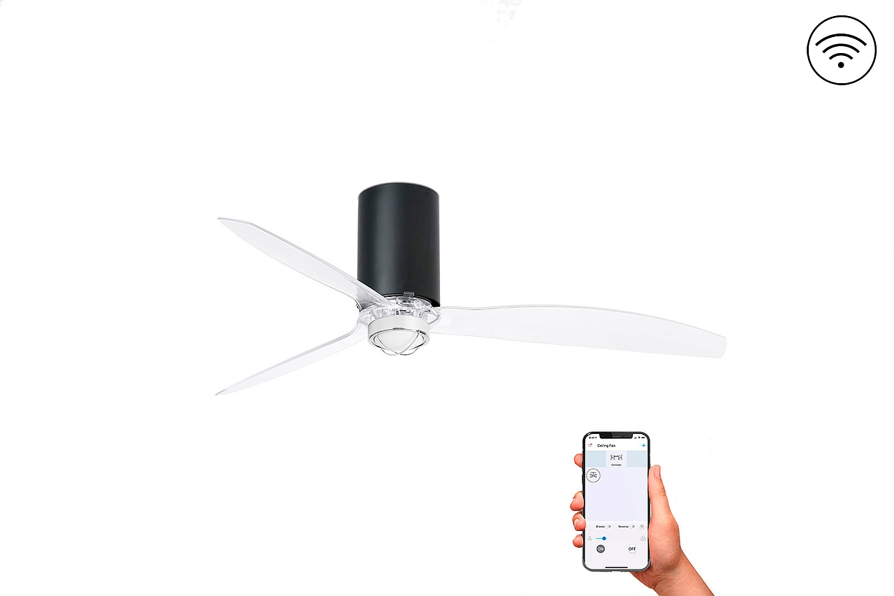 Люстра-вентилятор Mini Tube Fan Led Black Matt Trans DC Smart (32041WP-10FAR)